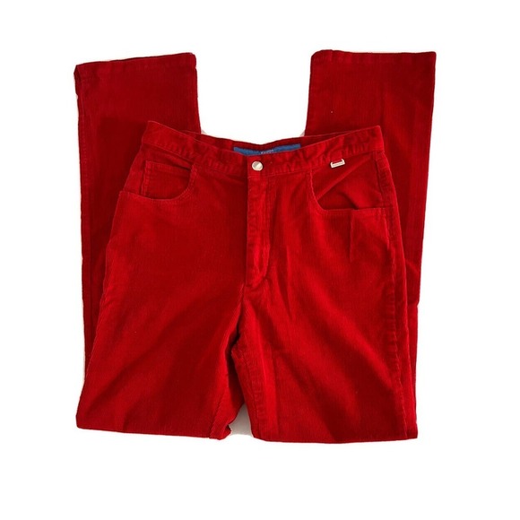 Escada | Sport Women's Red Straight Leg Corduroy Pants Size 40 - Picture 3 of 11